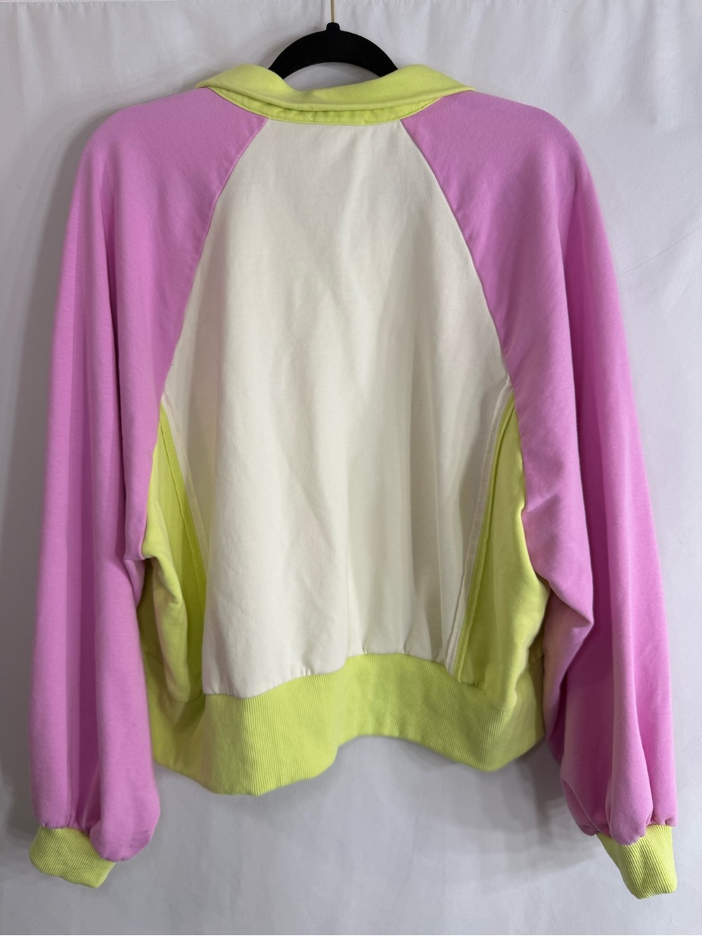 Peach Love California Neon Colorblock Snap Collar Sweatshirt Size M - Picture 7 of 7